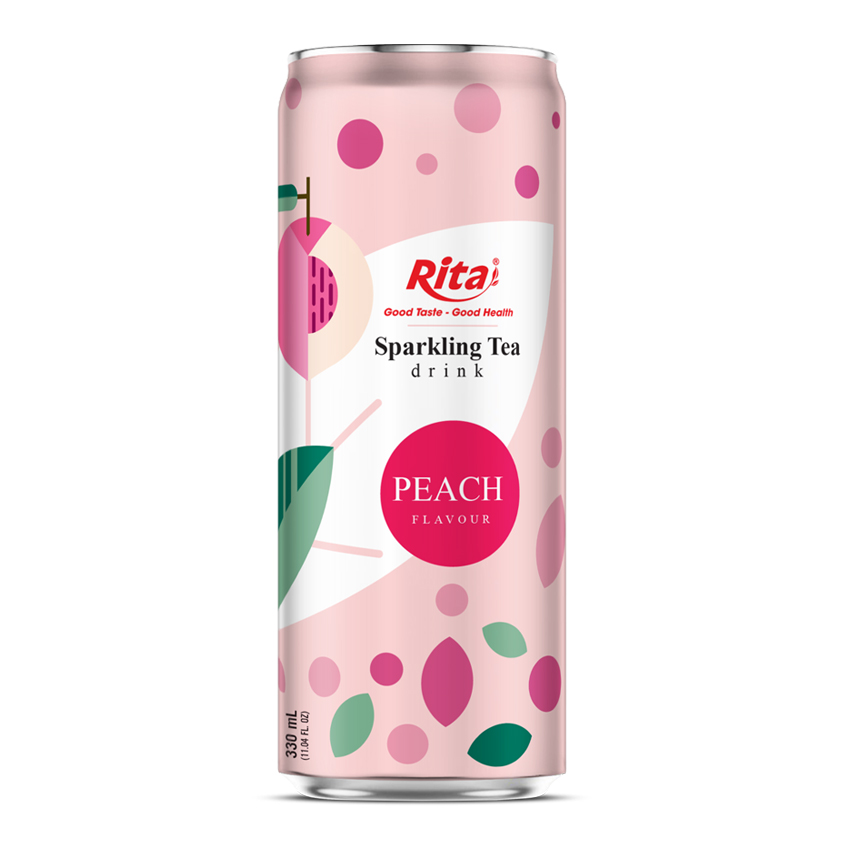 Sparkling Tea Drink Peach Flavour 330ml Sleek Can